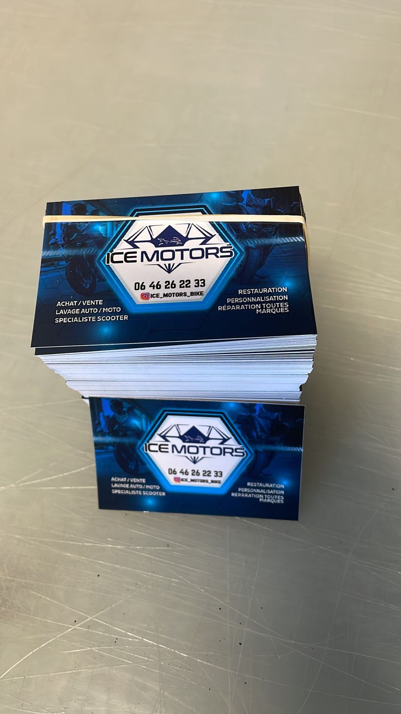 Cartes de visite Ice Motors – impression et plv